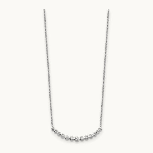 Diamond Curved Bar Necklace, 14K White Gold