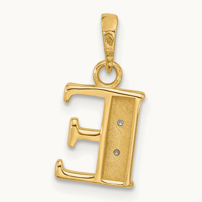 Diamond Letter E Initial Pendant, 14K with Rhodium