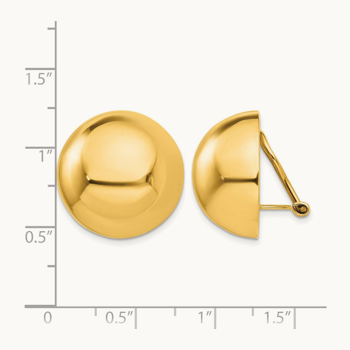 Omega Clip Half Ball Non-pierced Earrings — 20mm