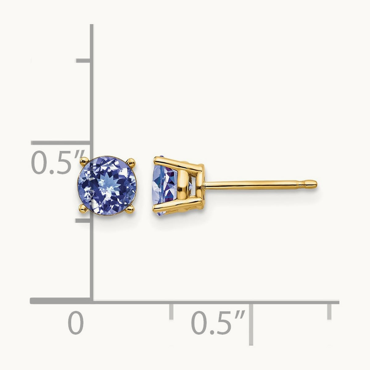 Tanzanite Post Earrings, 14K