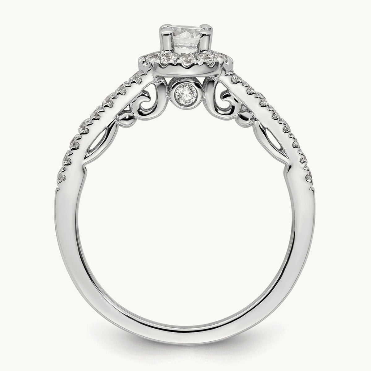 Round Semi-Mount Halo Engagement Ring, 0.50 ct tw