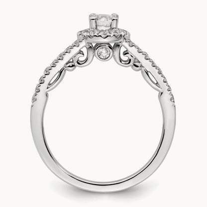 Round Semi-Mount Halo Engagement Ring, 0.50 ct tw