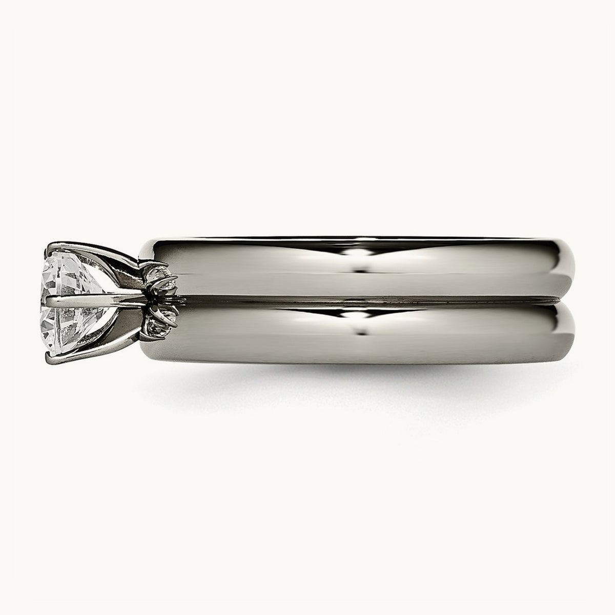 Titanium Polished with CZ Ring