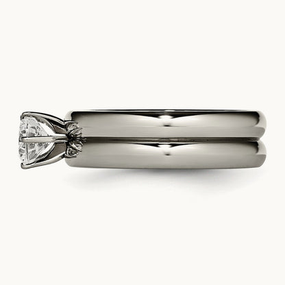 Titanium Polished with CZ Ring