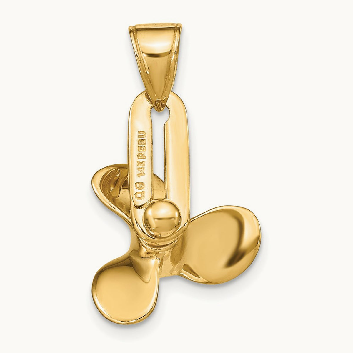 3-D Moveable Blade Propeller Pendant, 14K