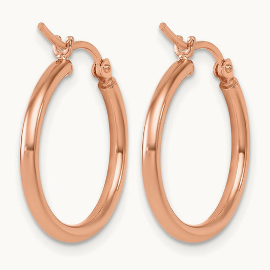 Polished Hinged Hoop Earrings, 10K Rose Gold — Leslie's