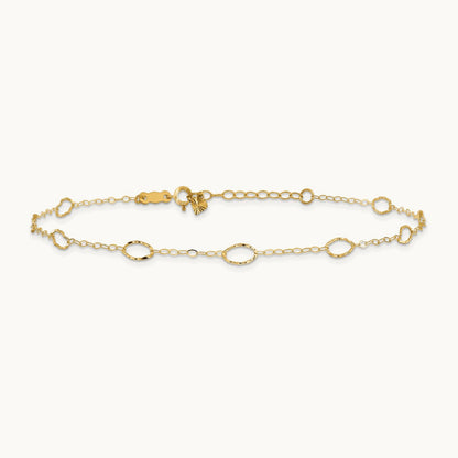 Oval Shapes 10in Plus 1in ext Anklet, 14K