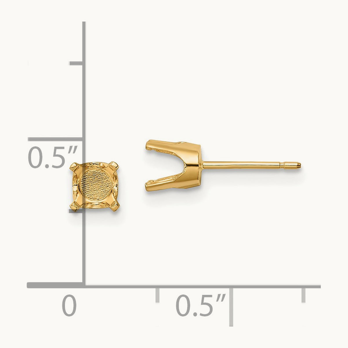 Round Stud Earring Mounting w/backs, 5.5mm, 14K