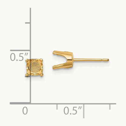 Round Stud Earring Mounting w/backs, 5.5mm, 14K