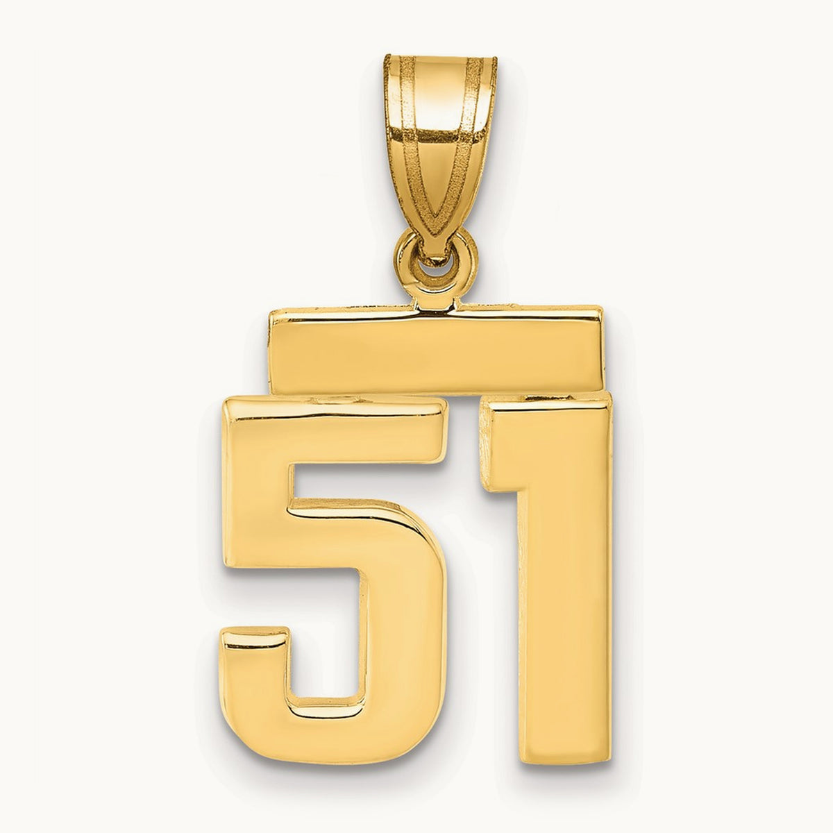 Small Polished Number 51 Charm, 14K