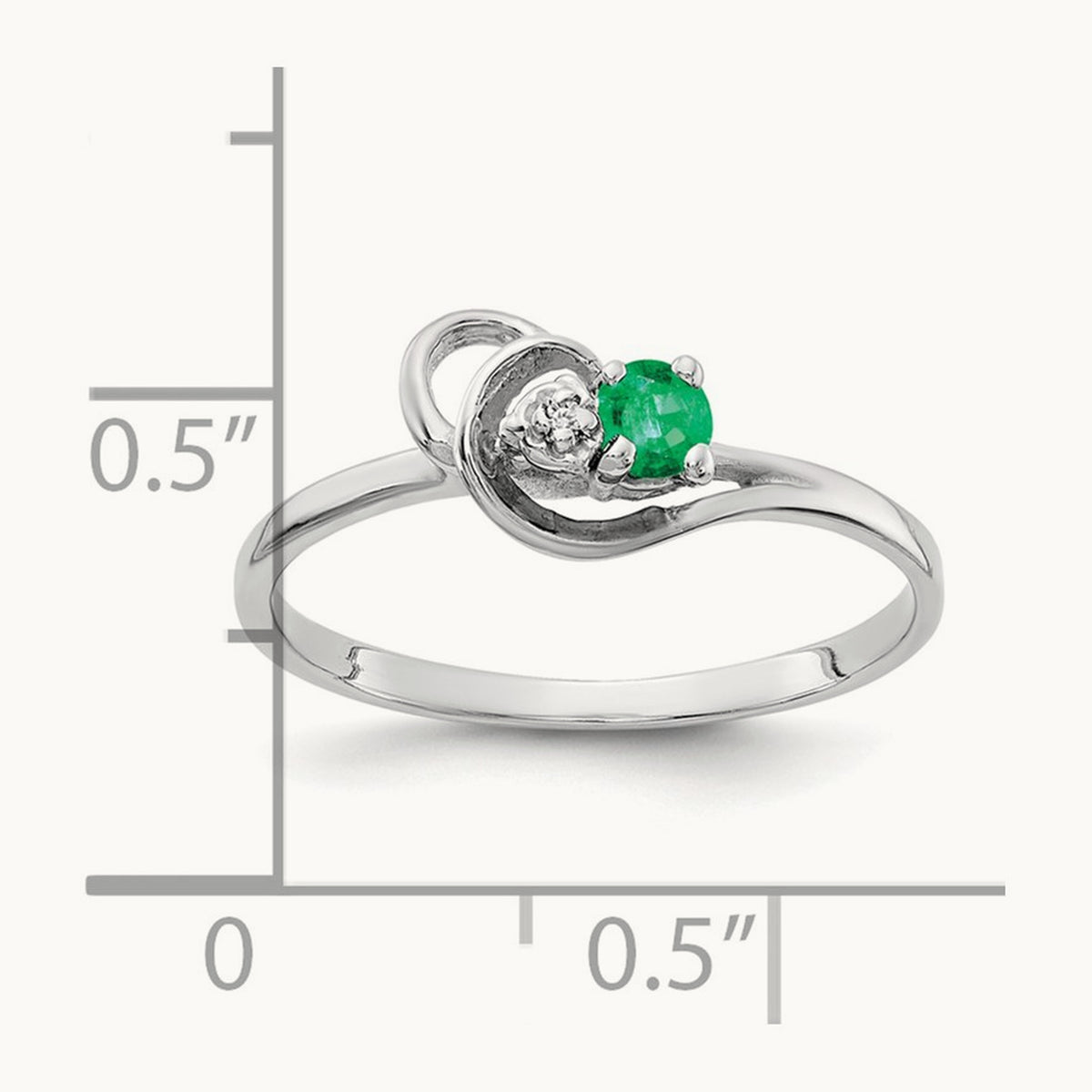 Emerald AA Diamond ring, 14K White Gold