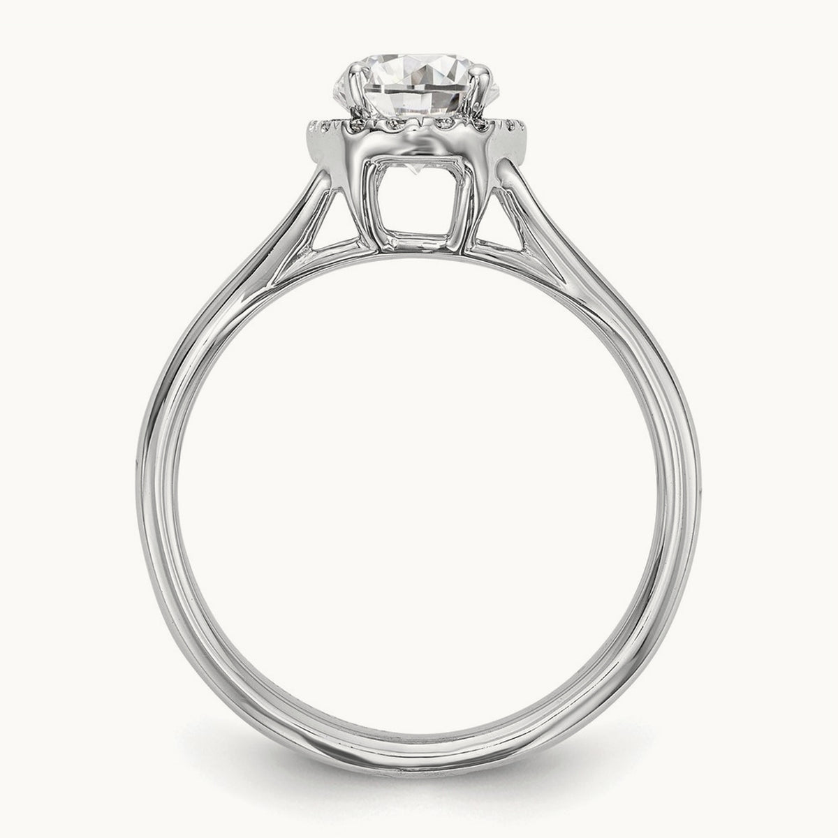 Oval Halo Semi-Mount Split Shank Engagement Ring — 1/7 ct, 7