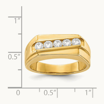 Diamond 5-stone Mens Ring, 14K