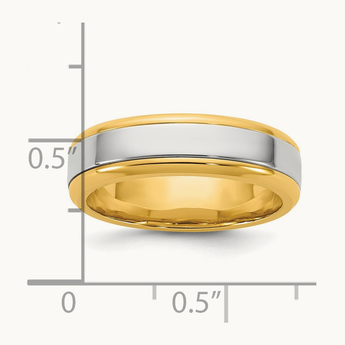 Y/W Beveled Edge Wedding Band, 6mm, 14K Two-tone