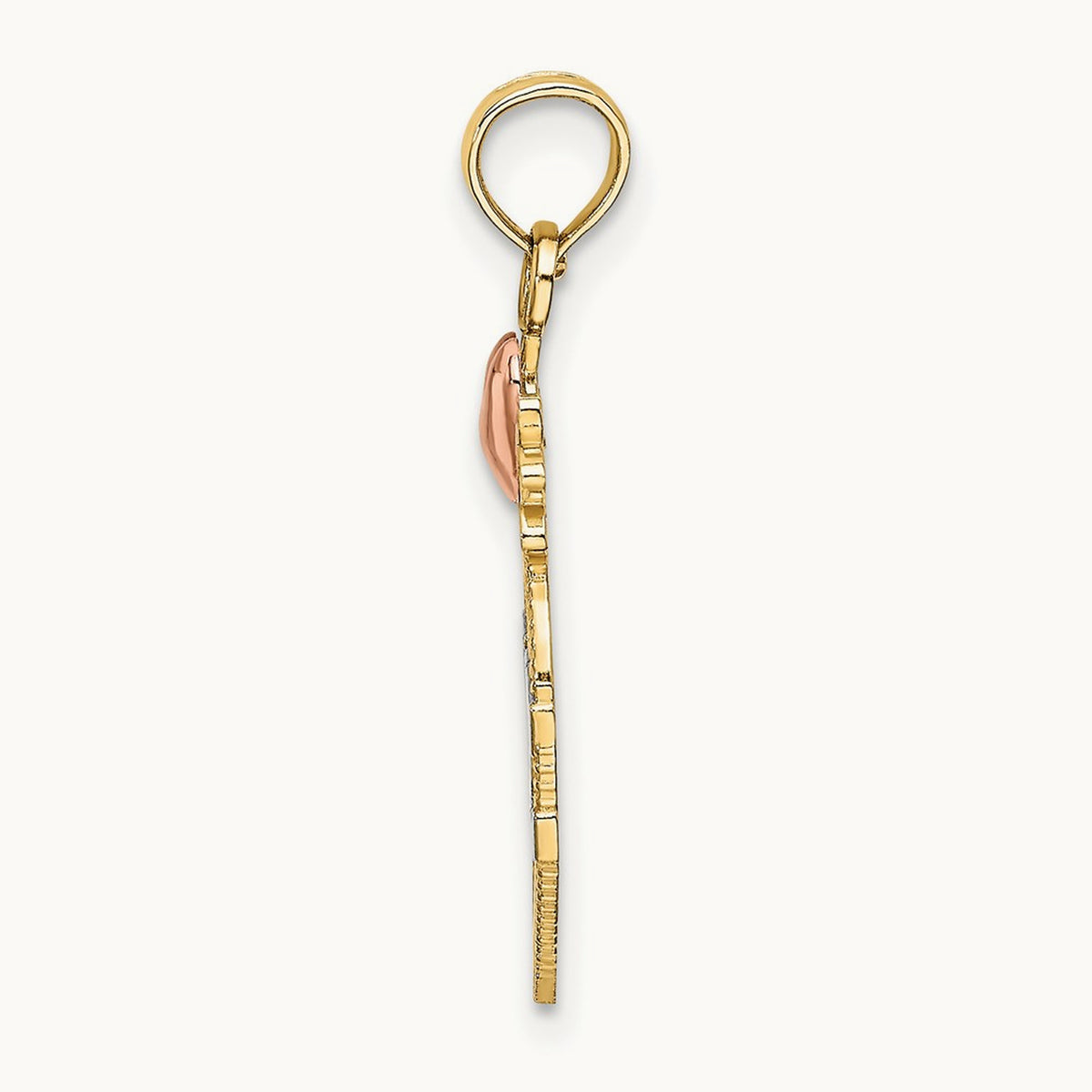 w/ White Rhodium LOVE Inside Heart Pendant, 14K Two-tone