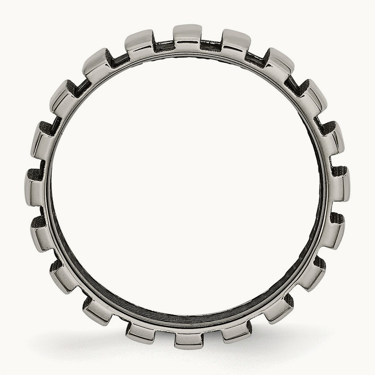 Polished w/Black IP-plated Wire Band, 6mm, Titanium