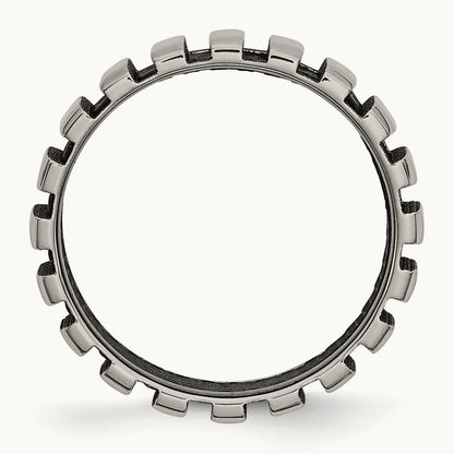 Polished w/Black IP-plated Wire Band, 6mm, Titanium