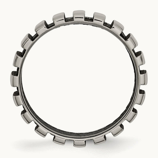 Polished w/Black IP-plated Wire Band, 6mm, Titanium