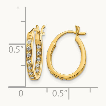 Diamond In/Out Hoop Earrings — 14K Yellow Gold, 15mm