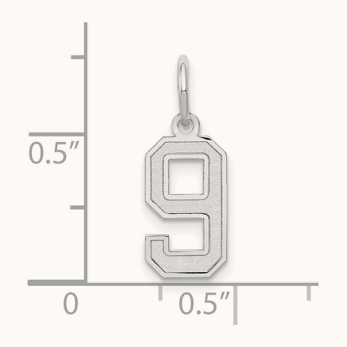 Small Satin Number 9 Charm — 14K White Gold