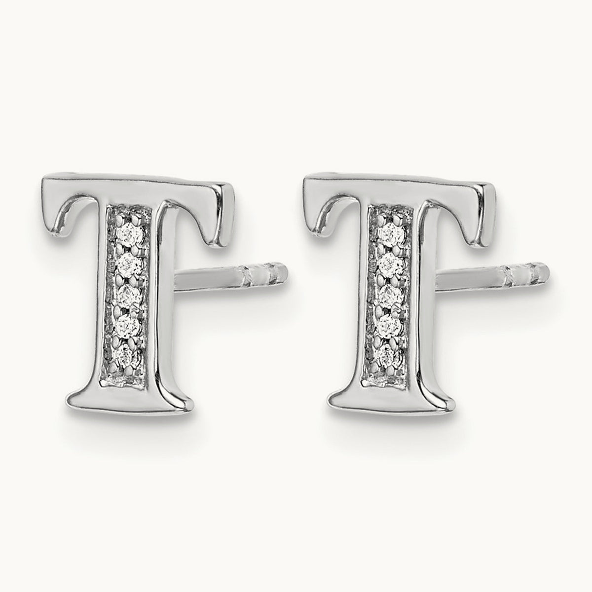 Diamond Earrings — 14K White Gold, 8mm, T