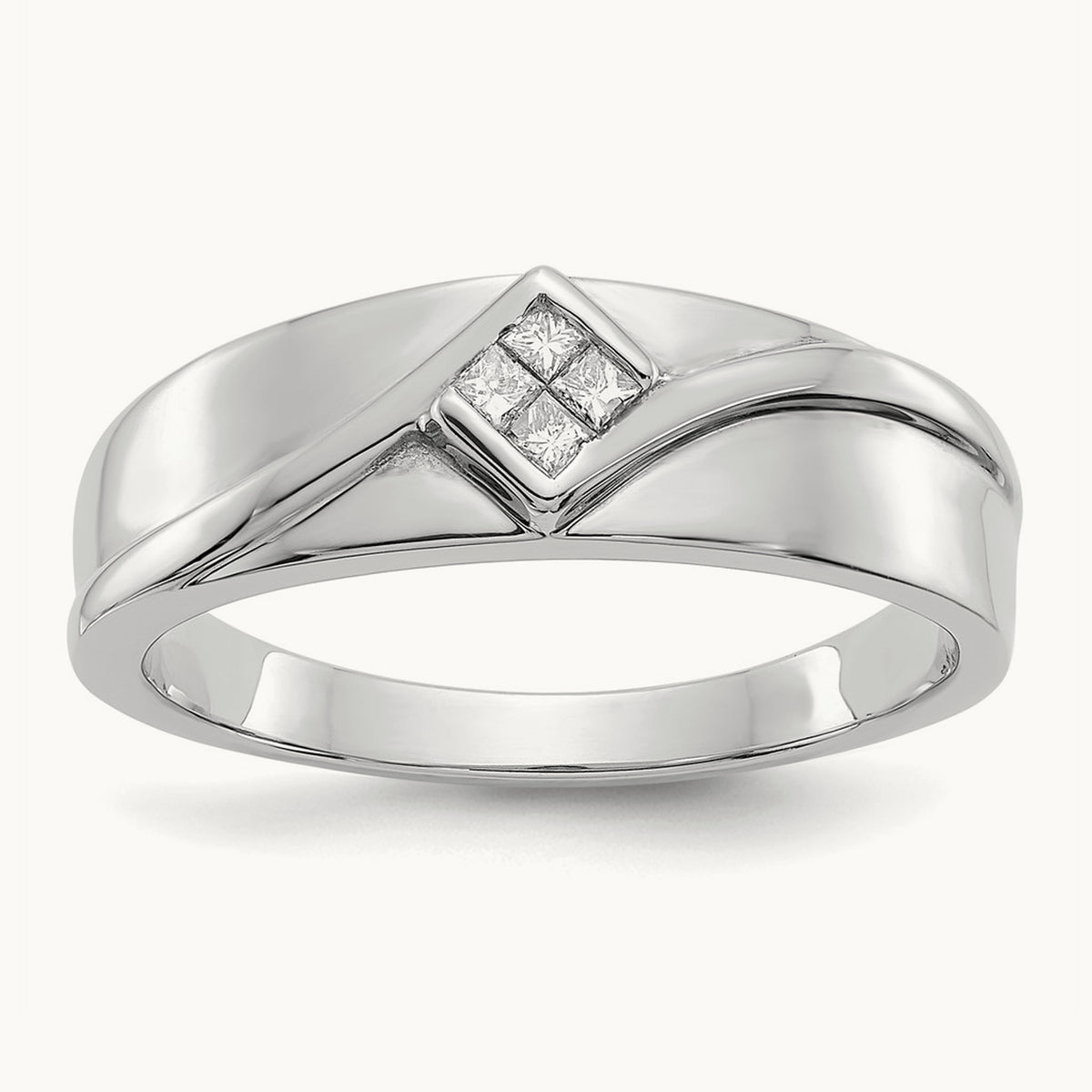 Diamond Men's Ring, 0.10 ct tw, 14K Gold — 14K White Gold