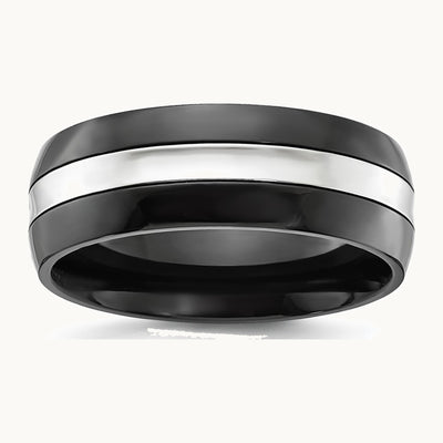 Chisel Cobalt Polished Black IP-plated 8mm Band