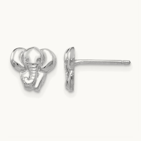 Elephant Earrings — 14K White Gold