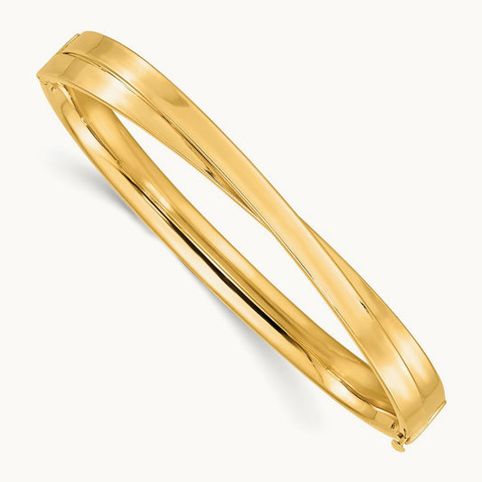 4/16 Polished Bypass Hinged Bangle, 14K Yellow Gold