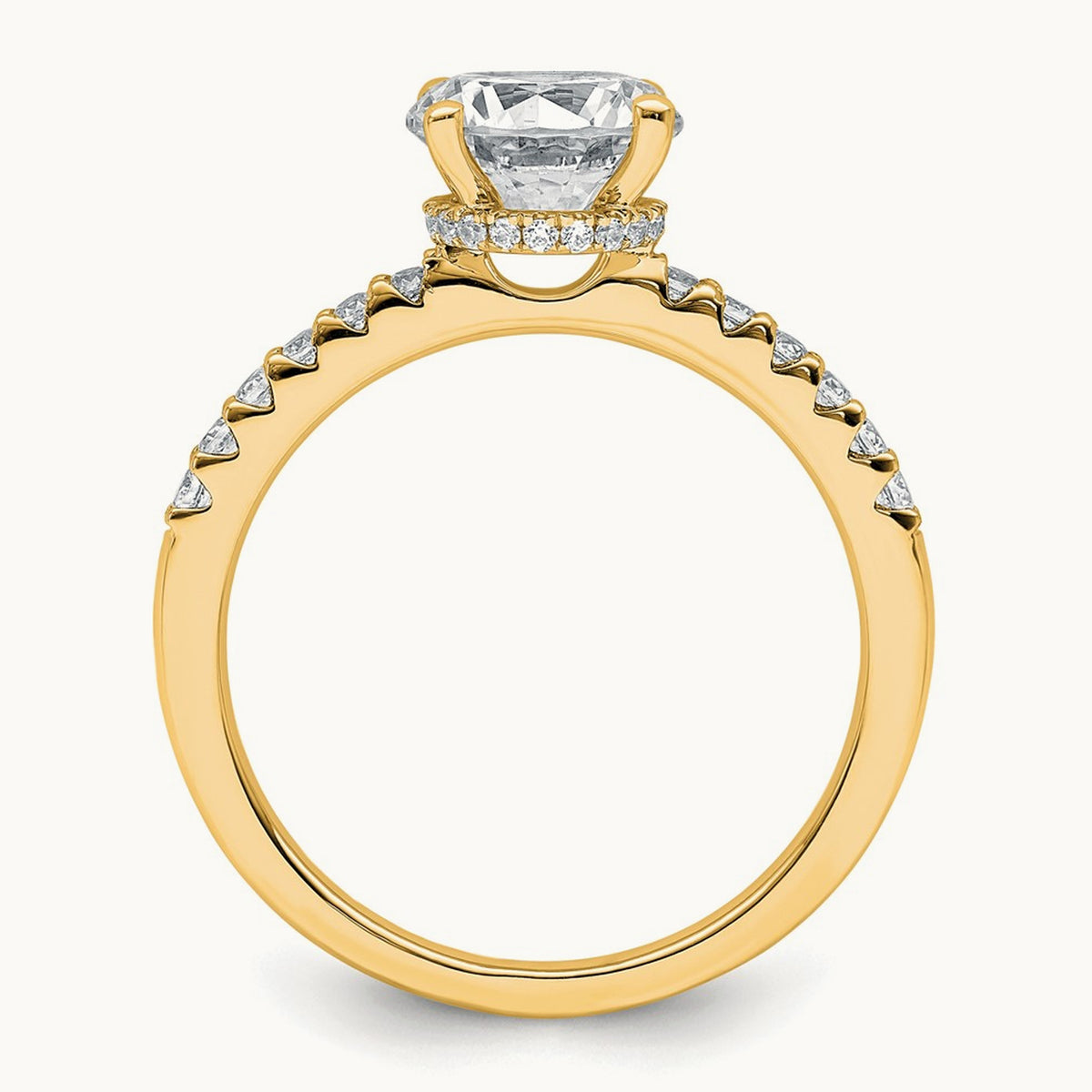 Round Engagement Ring, 1.25-2.75 ct tw Lab-Grown Diamond — 1 3/4 ct, 14K Yellow Gold