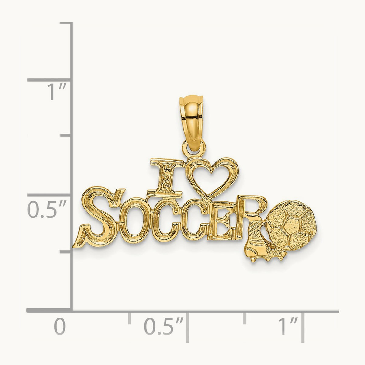 I HEART SOCCER w/Ball Charm, 14K