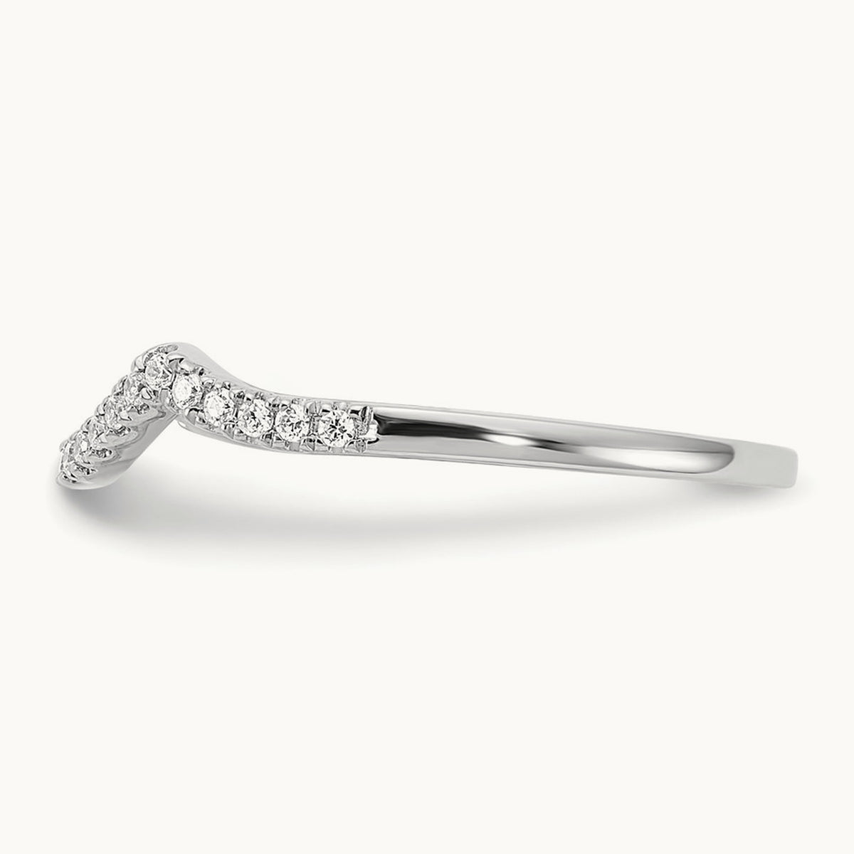 Diamond Contoured Wedding Band, 14K White Gold