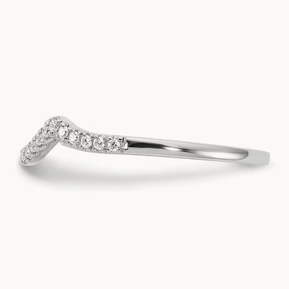 Diamond Contoured Wedding Band, 14K White Gold