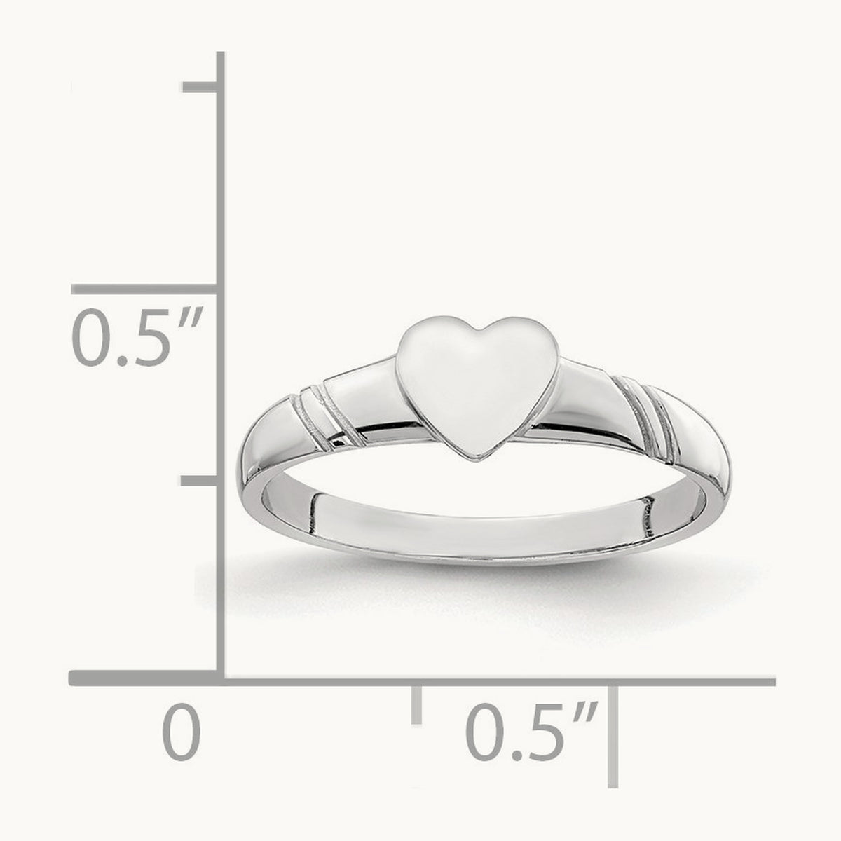 Polished Heart Children's Ring, 14K White