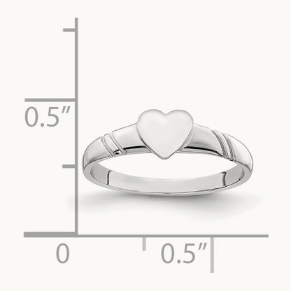 Polished Heart Children's Ring, 14K White