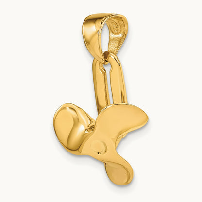 3-D Moveable Blade Propeller Pendant, 14K