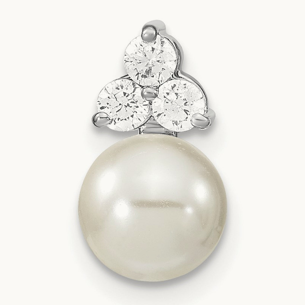 Freshwater Cultured Pearl Chain Slide Pendant, 0.20 ct tw Lab-Grown Diamond — 14K White Gold