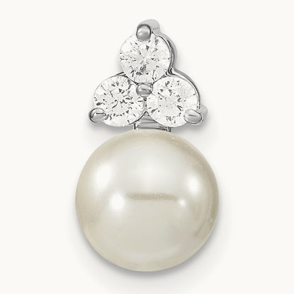 Freshwater Cultured Pearl Chain Slide Pendant, 0.20 ct tw Lab-Grown Diamond — 14K White Gold
