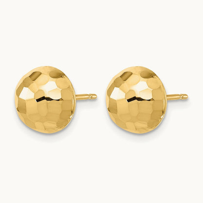Polished Diamond-cut Button Post Earrings — 14K Yellow Gold