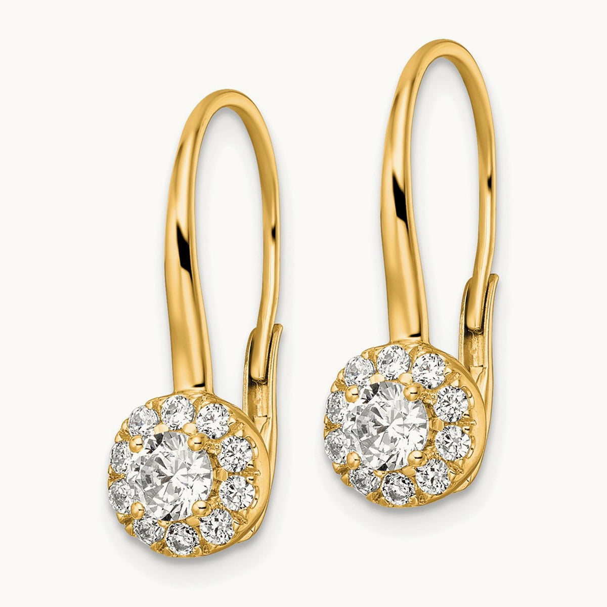 Drop Leverback Earrings, 0.75-1.50 ct tw Lab-Grown Diamond — 1 ct, 14K Yellow Gold