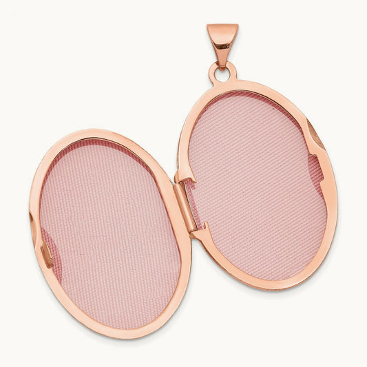 Polished Domed Oval Locket, 26mm, 14K Rose Gold