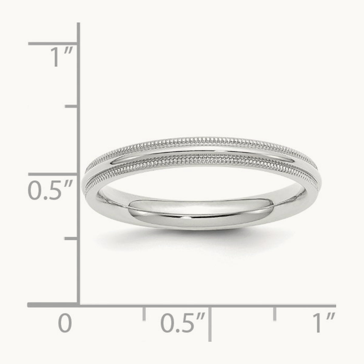Milgrain Comfort Fit Band — 14K White Gold, 3mm