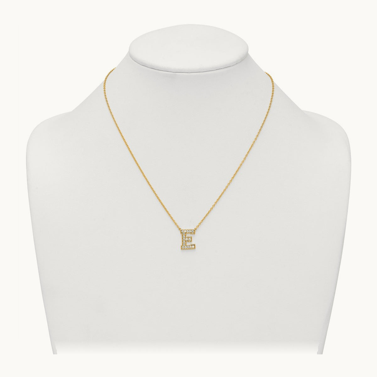 Initial Necklace — 14K Yellow Gold, E, 3/8 ct