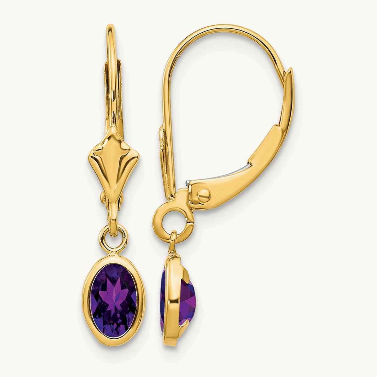 6x4mm February/Amethyst Earrings, 14K