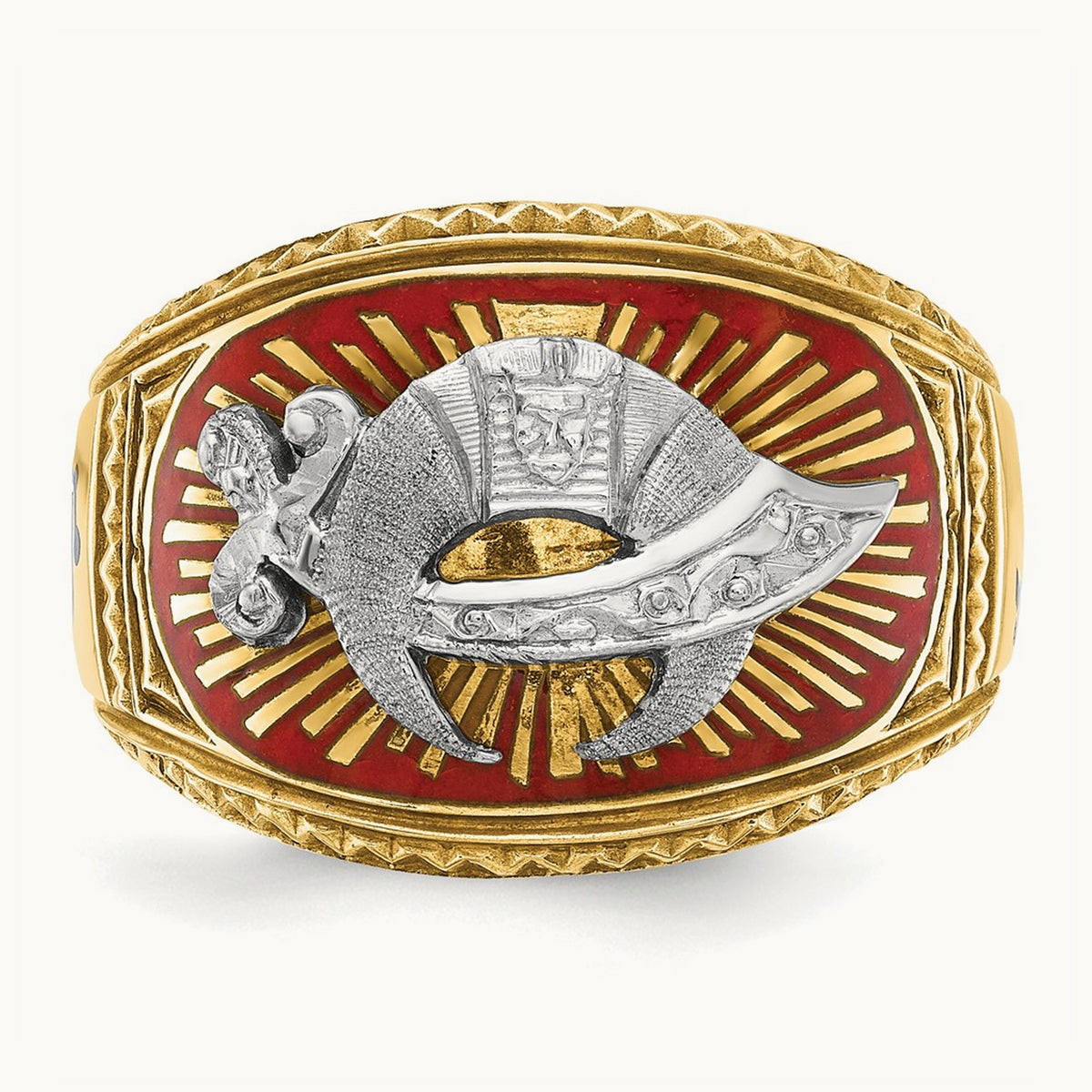 14ktt IBGoodman Men's Textured & Enameled Masonic Shriner's Ring