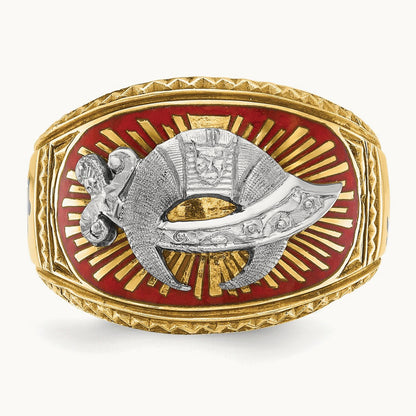14ktt IBGoodman Men's Textured & Enameled Masonic Shriner's Ring