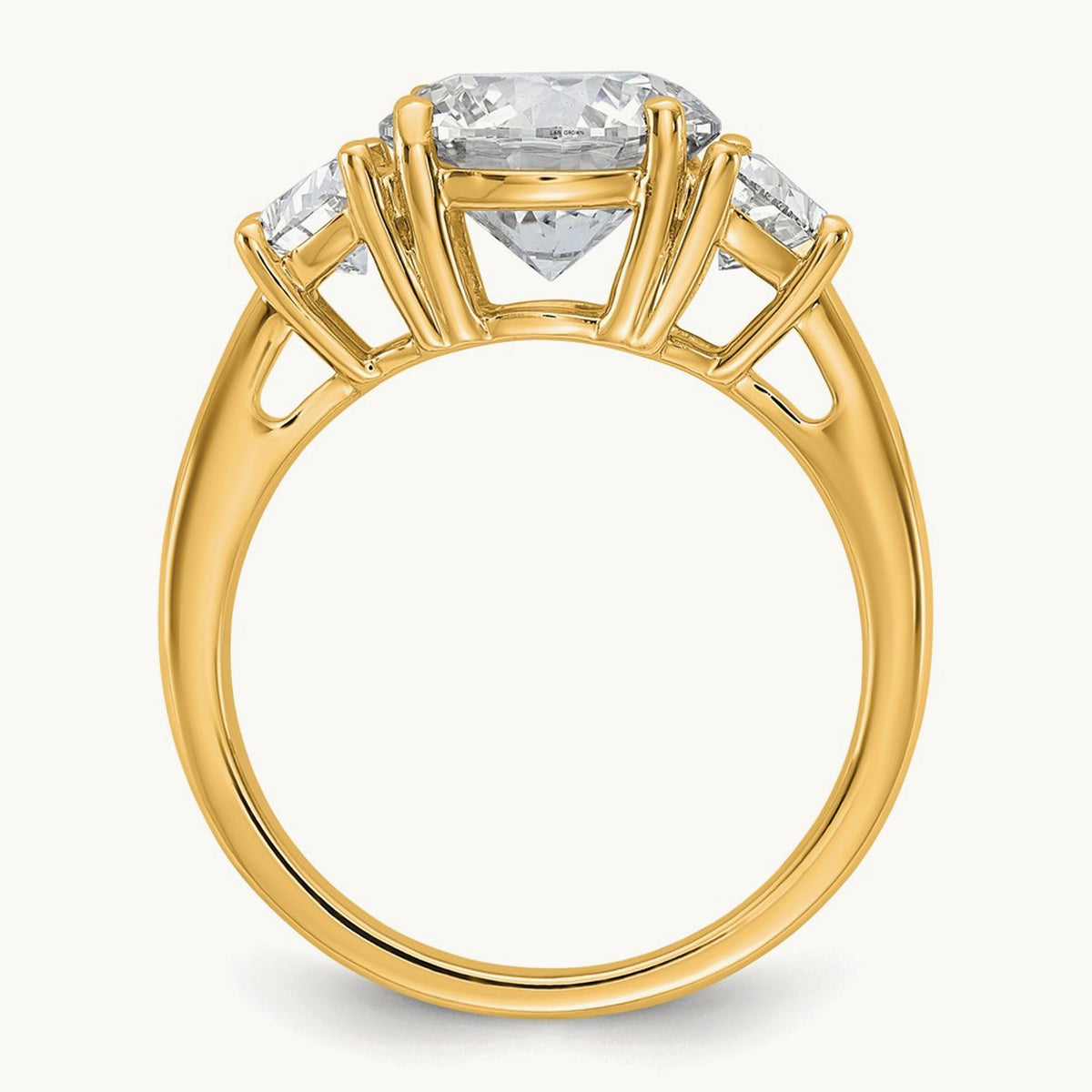 Round 3 Stone Engagement Ring, 1.25-4.00 ct tw Lab-Grown Diamond — 4 ct, 14K Yellow Gold