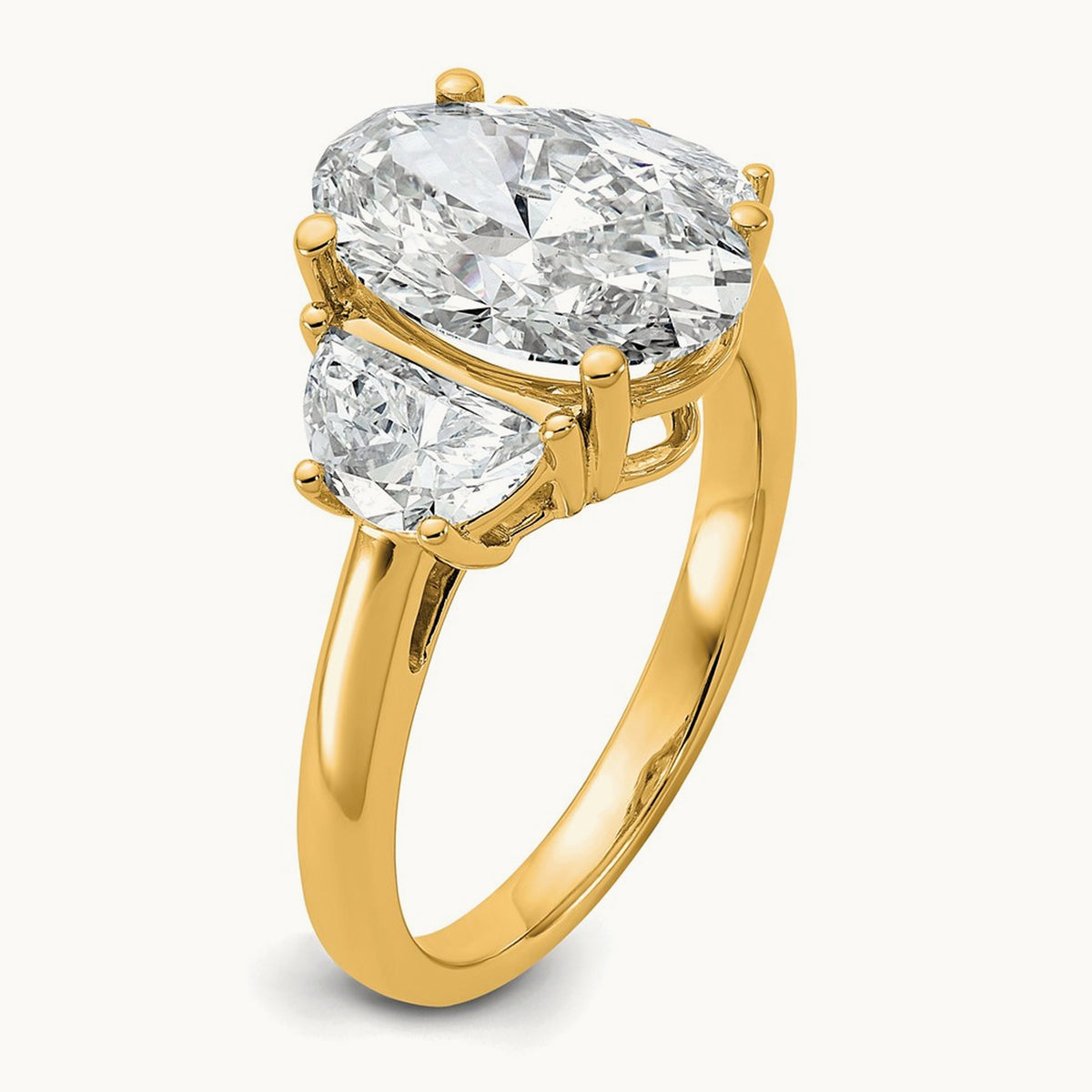 Half Moon and Oval Semi-Mount Engagement Ring, 0.50-1.00 ct tw Lab-Grown Diamond — 1 ct, 14K Yellow Gold