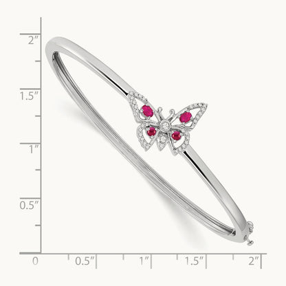 Ruby and Diamond Butterfly Bangle, 14K White Gold