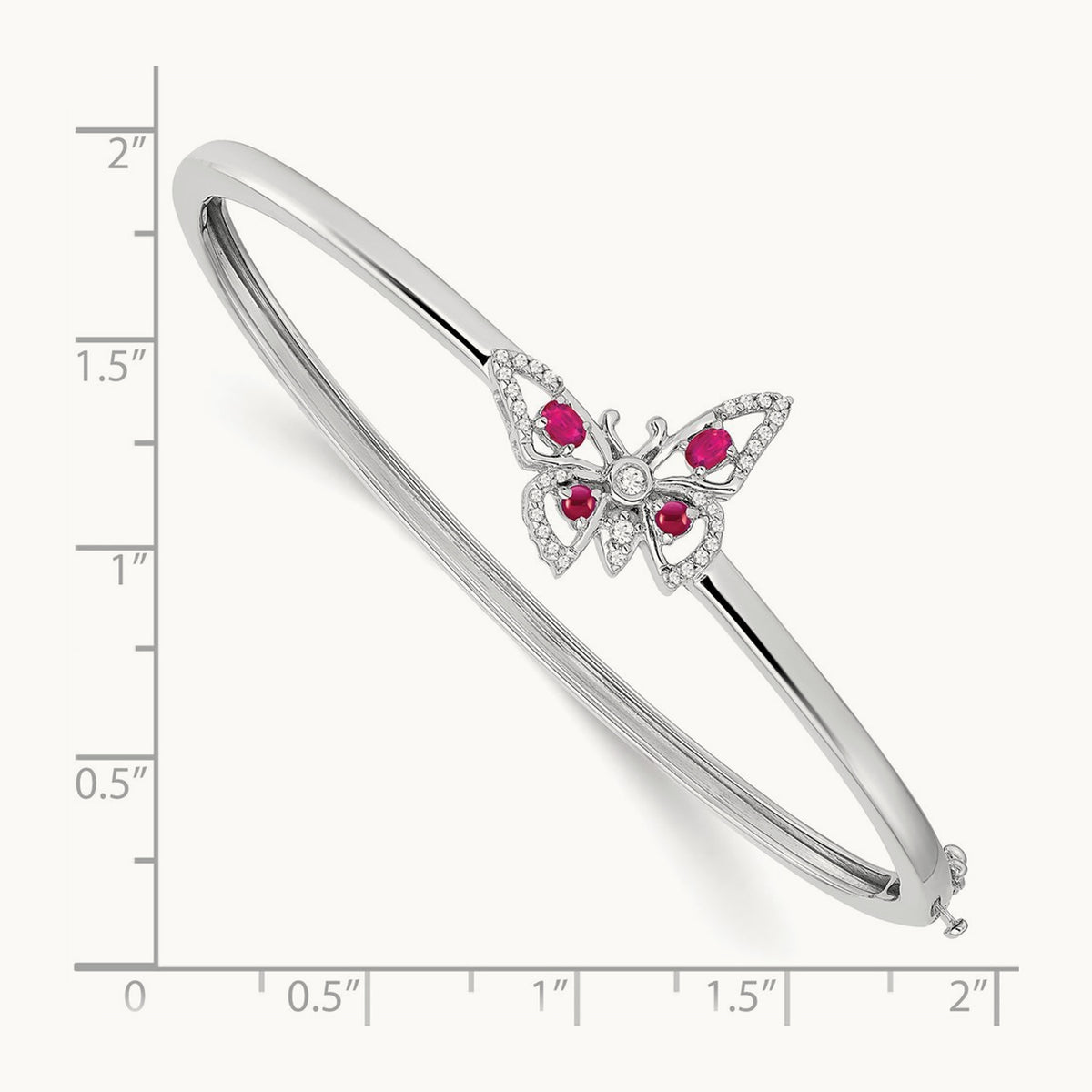 Ruby and Diamond Butterfly Bangle, 14K White Gold